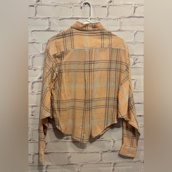 Free People Cropped Cutie Plaid Button Down Shirt Women’s Size Small - Picture 4 of 9
